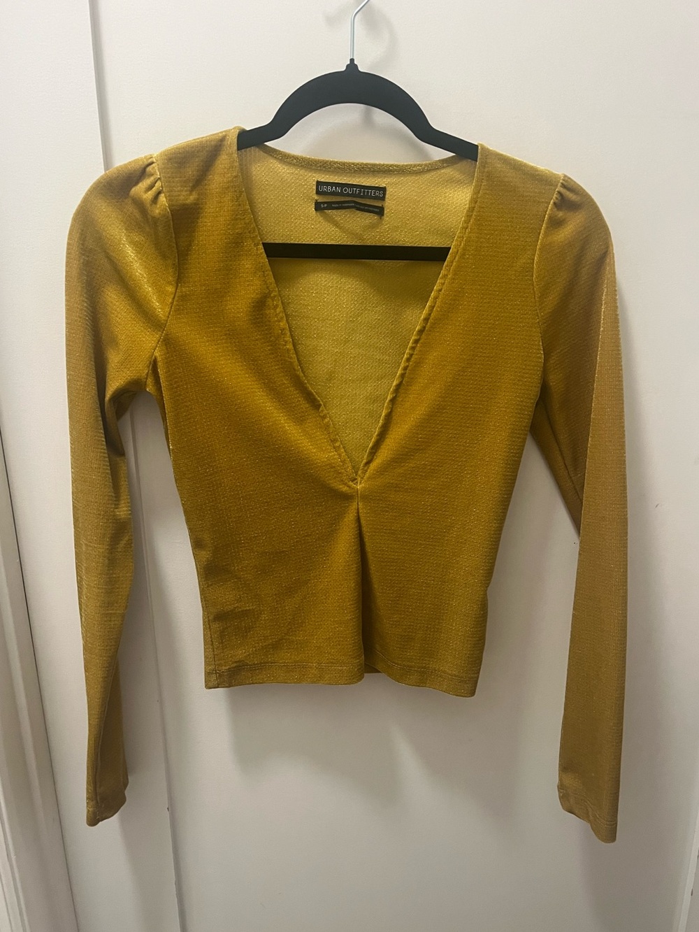 Mustard Yellow Deep V Long Sleeve Top - Urban Outfitters | Women’s Size Small